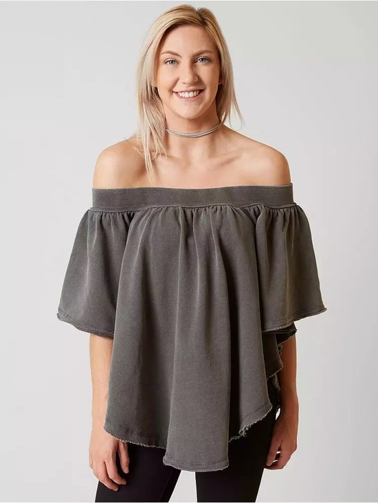 Free People Tops - Free People Kiss Me Sweatshirt in Black/Gray